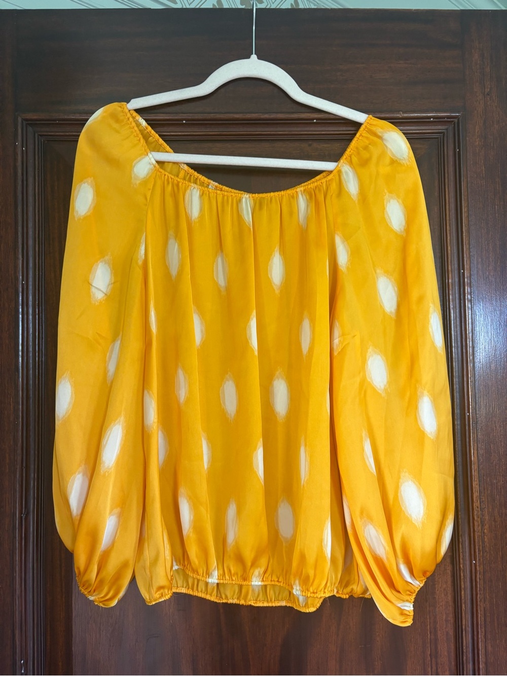 Vince Camuto Yellow Blouse with White Dot Motif